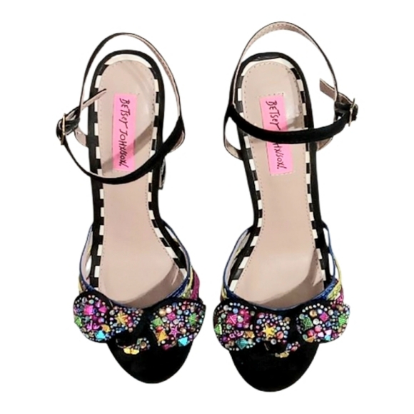 Betsey Johnson Tobie Embellished Platform Heeled Sandals - Picture 5 of 16